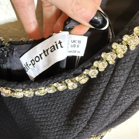 Self-Portrait Black textured wool Mini Dress - Picture 9 of 13